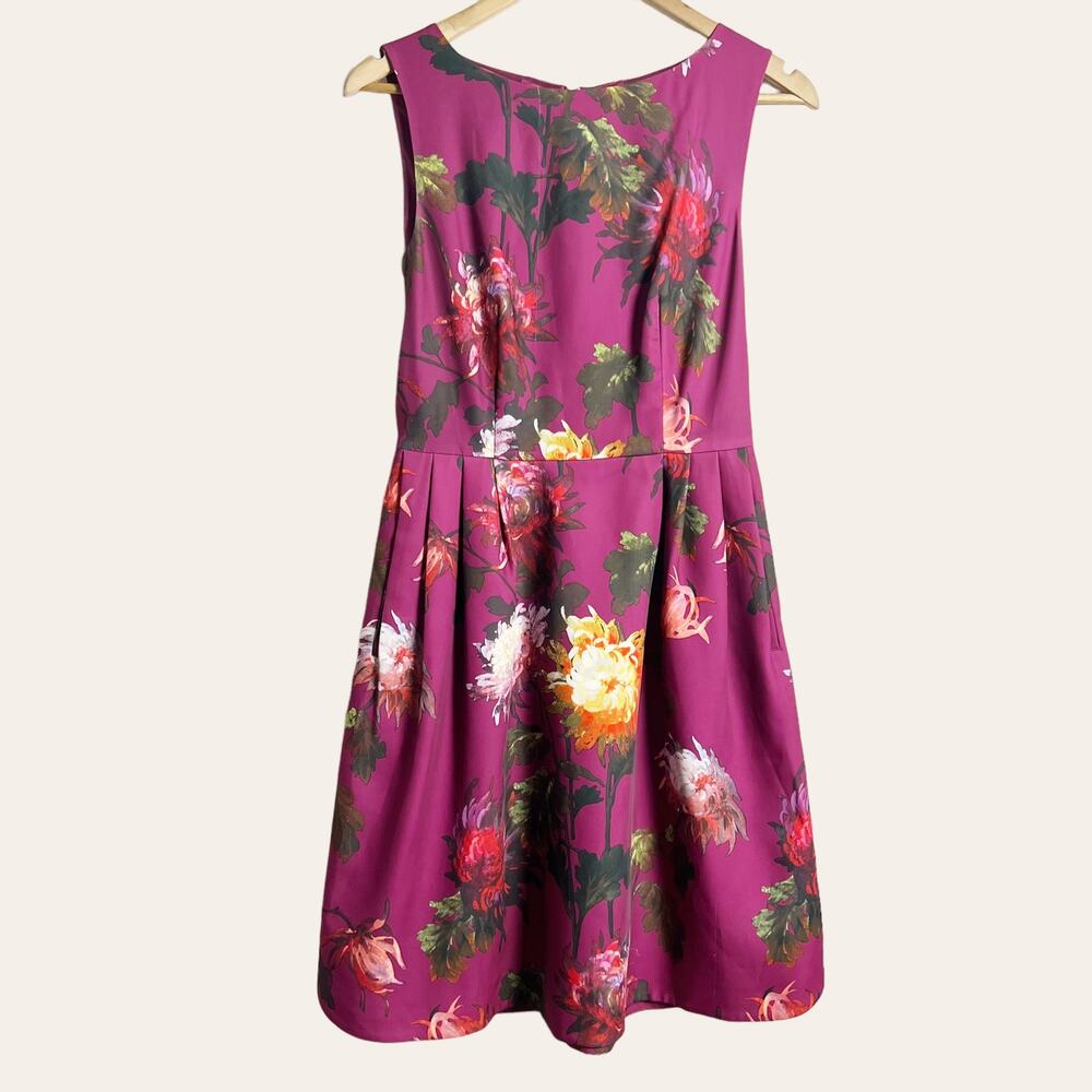 Ted Baker London Elidh Pink Floral Print Sleeveless Pleated Sheath Dress Size 4